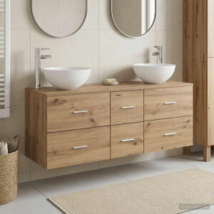vidaXL Badkamerkastenset 3 st Artisanaal eiken 49,5 x 35 x 63 cm