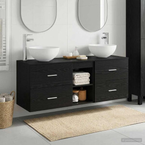 vidaXL Badkamerkastenset 3 st Zwart eiken 49,5 x 41 x 64,5 cm