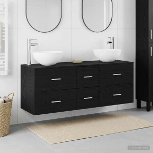 vidaXL Badkamerkastenset 3 st Zwart eiken 49,5 x 41 x 64,5 cm