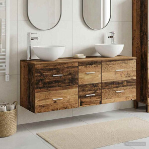 vidaXL Badkamerkastenset 3 st Oud hout 49,5 x 41 x 64,5 cm