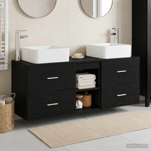 vidaXL Badkamerkastenset 3 st Zwart eiken 49,5 x 41 x 63 cm