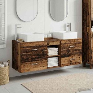 vidaXL Badkamerkastenset 3 st Oud hout 49,5 x 41 x 63 cm Bewerkt hout