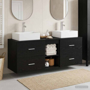 vidaXL Badkamerkastenset 3 st Zwart 49,5 x 41 x 62,5 cm Bewerkt hout