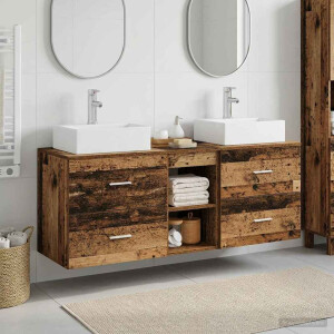 vidaXL Badkamerkastenset 3 st Oud hout 49,5 x 41 x 62,5 cm