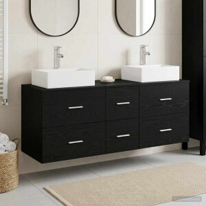 vidaXL Badkamerkastenset 3 st Zwart 49,5 x 41 x 62,5 cm Bewerkt hout