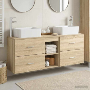 vidaXL Badkamerkastenset 3 st Sonoma Eiken 53 x 34,5 x 63 cm