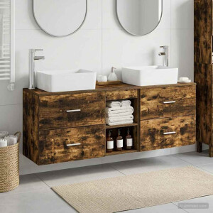 vidaXL Badkamerkastenset 3 st Gerookt eiken 53 x 34,5 x 63 cm