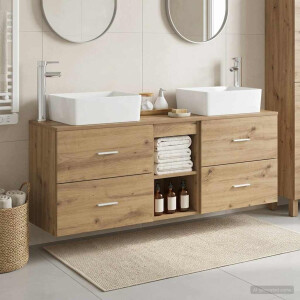 vidaXL Badkamerkastenset 3 st Artisanaal eiken 53 x 34,5 x 63 cm