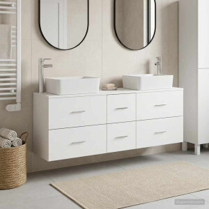 vidaXL Badkamerkastenset 3 st Wit 53 x 34,5 x 63 cm Bewerkt hout