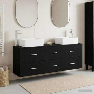 vidaXL Badkamerkastenset 3 st Zwart 53 x 34,5 x 63 cm Bewerkt hout