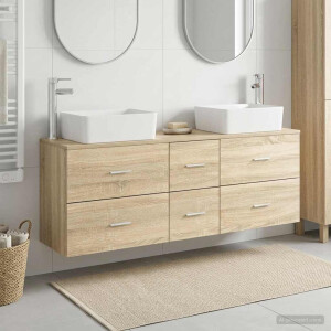 vidaXL Badkamerkastenset 3 st Sonoma Eiken 53 x 34,5 x 63 cm