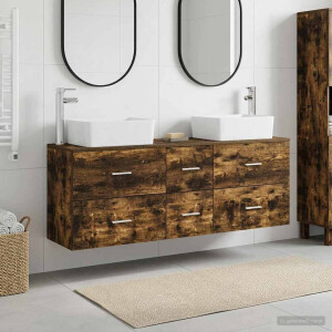 vidaXL Badkamerkastenset 3 st Gerookt eiken 53 x 34,5 x 63 cm