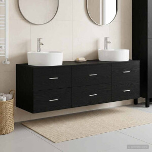 vidaXL Badkamerkastenset 3 st Zwart 62,5 x 44,5 x 50 cm Bewerkt hout