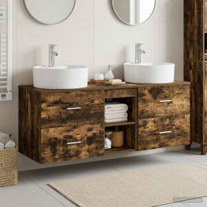 vidaXL Badkamerkastenset 3 st Gerookt eiken 49,5 x 44,5 x 65 cm