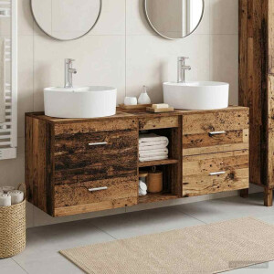 vidaXL Badkamerkastenset 3 st Oud hout 49,5 x 44,5 x 65 cm