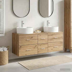 vidaXL Badkamermeubelset 3 st Artisanaal eiken 49,5 x 44,5 x 65 cm