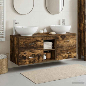 vidaXL Badkamermeubelset 3 st Gerookt eiken 49,5 x 44,5 x 65 cm