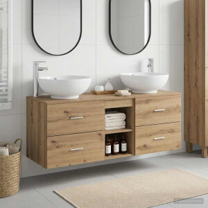 vidaXL Badkamermeubelset 3 st Artisanaal eiken 49,5 x 44,5 x 65 cm
