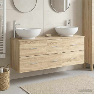 vidaXL Badkamermeubelset 3 st Sonoma Eiken 49,5 x 44,5 x 65 cm