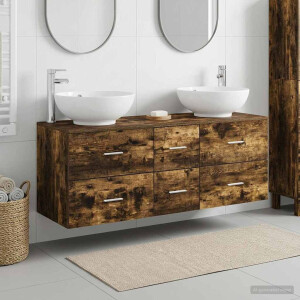 vidaXL Badkamermeubelset 3 st Gerookt eiken 49,5 x 44,5 x 65 cm