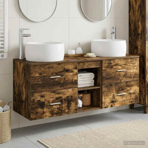 vidaXL Badkamermeubelset 3 st Gerookt eiken 49,5 x 44,5 x 66 cm