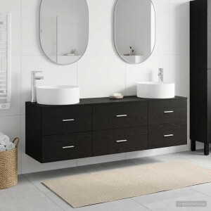 vidaXL Badkamermeubelset 3 st Zwart 49,5 x 44,5 x 65,5 cm Bewerkt hout