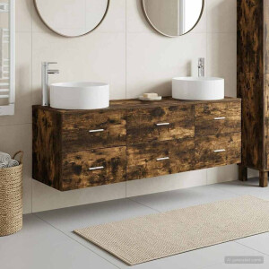vidaXL Badkamermeubelset 3 st Gerookt eiken 49,5 x 44,5 x 65,5 cm