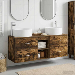 vidaXL Badkamermeubelset 3 st Gerookt eiken 49,5 x 44,5 x 65,5 cm