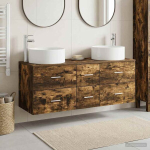 vidaXL Badkamermeubelset 3 st Gerookt eiken 49,5 x 44,5 x 65,5 cm