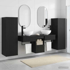 vidaXL Badkamermeubelset 5 st Zwart 33 x 34,5 x 100 cm Bewerkt hout