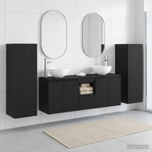 vidaXL Badkamermeubelset 5 st Zwart 33 x 34,5 x 100 cm Bewerkt hout
