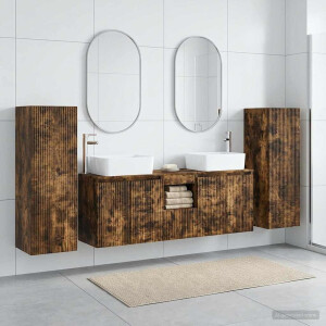 vidaXL Badkamermeubelset 5 st Gerookt eiken 33 x 34,5 x 100 cm