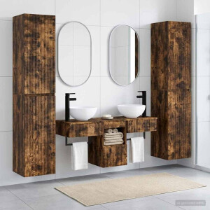 vidaXL Badkamermeubelset 5 st Gerookt eiken 33 x 34,5 x 160 cm