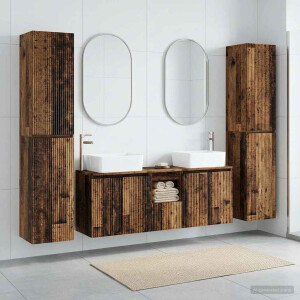 vidaXL Badkamermeubelset 5 st Oud hout 33 x 34,5 x 160 cm Bewerkt hout