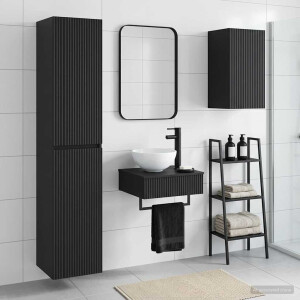 vidaXL Badkamermeubelset 3 st Zwart 33 x 34,5 x 160 cm Bewerkt hout