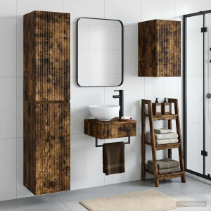 vidaXL Badkamermeubelset 3 st Gerookt eiken 33 x 34,5 x 160 cm