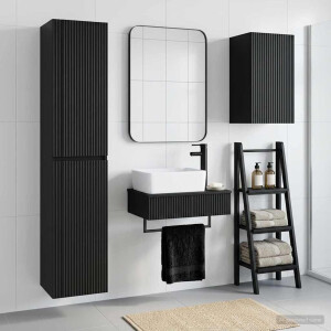vidaXL Badkamermeubelset 3 st Zwart 33 x 34,5 x 160 cm Bewerkt hout