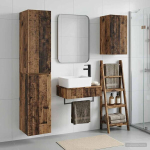 vidaXL Badkamermeubelset 3 st Oud hout 33 x 34,5 x 160 cm Bewerkt hout