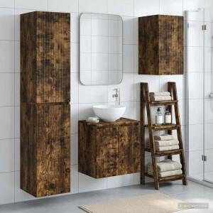 vidaXL Badkamermeubelset 3 st Gerookt eiken 33 x 34,5 x 160 cm