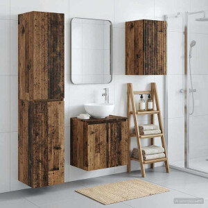 vidaXL Badkamermeubelset 3 st Oud hout 33 x 34,5 x 160 cm Bewerkt hout