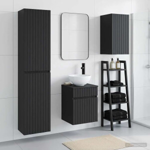 vidaXL Badkamermeubelset 3 st Zwart 33 x 34,5 x 160 cm Bewerkt hout