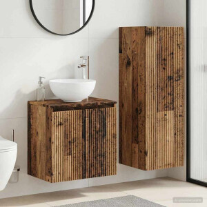vidaXL Badkamermeubelset 2 st Oud hout 33 x 34,5 x 100 cm Bewerkt hout