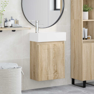 vidaXL Badkamermeubel met kraan Sonoma Eiken 45,5 x 25,5 x 84 cm