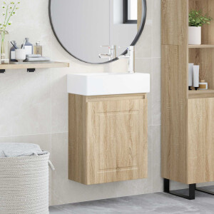 vidaXL Badkamermeubel met kraan Sonoma Eiken 45,5 x 22,5 x 84 cm