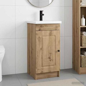 vidaXL Badkamermeubel met Wasbak Artisanaal eiken 42 x 40 x 84,5 cm