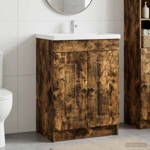 vidaXL Badkamer onder wastafel kast Gerookt eiken 56 x 37,5 x 81 cm