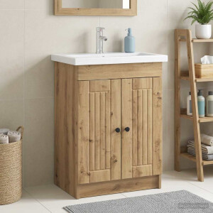 vidaXL Badkamer onder wastafel kast Artisanaal eiken 56 x 37,5 x 81 cm