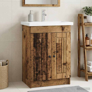 vidaXL Badkamer onder wastafel kast Oud hout 78,5 x 37,5 x 81 cm