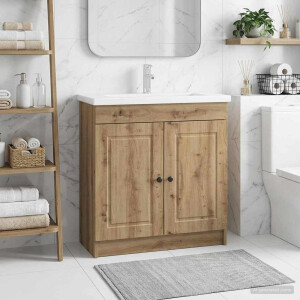 vidaXL Badkamer onder wastafel kast Artisanaal eiken 56 x 37,5 x 81 cm