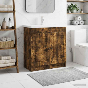 vidaXL Badkamer onder wastafel kast Gerookt eiken 78,5 x 37,5 x 81 cm